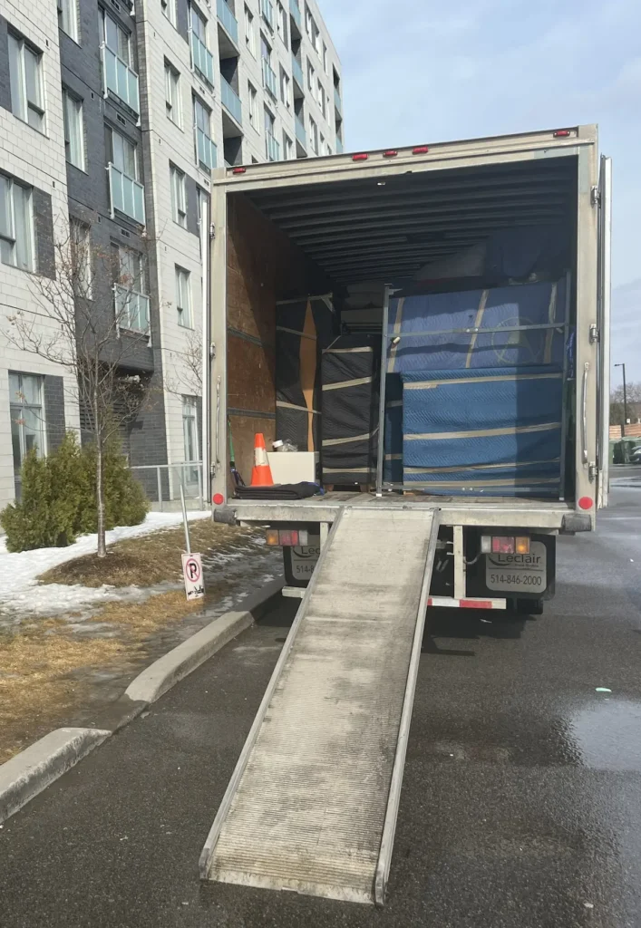 moving questions Montreal moving truck with furniture loading ramp